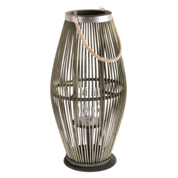Bambusový lampáš so sklom Delgada zelená