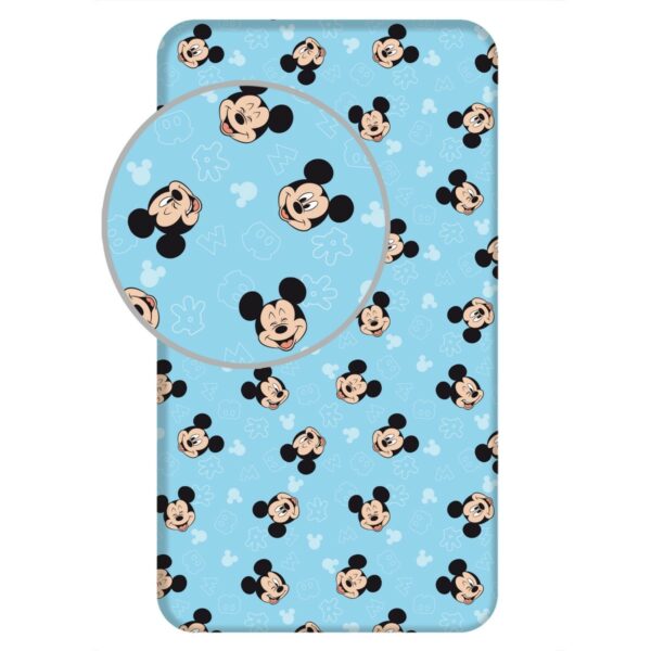 Jerry Fabrics Plátené prestieradlo s gumou Mickey Blue 02