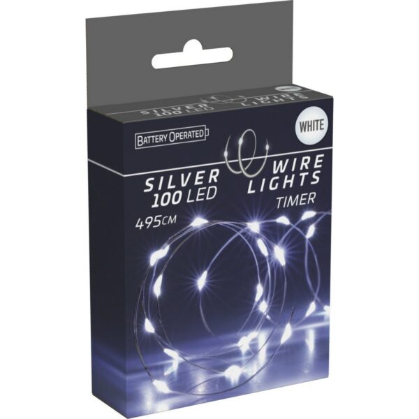 Svetelný drôt s časovačom Silver lights 100 LED